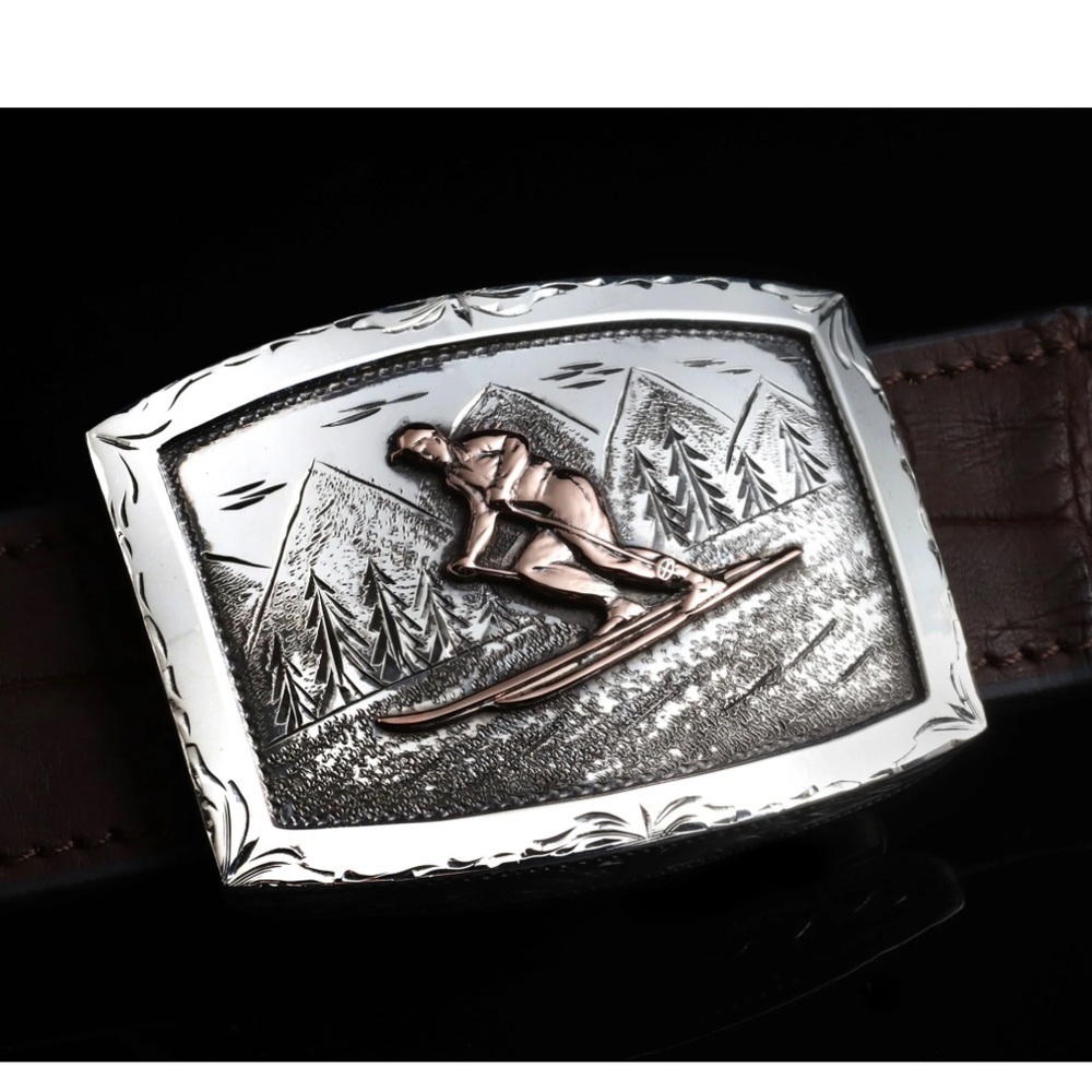 Comstock Heritage Preston B Skier SS Buckle Black Bison Belt Size 42
